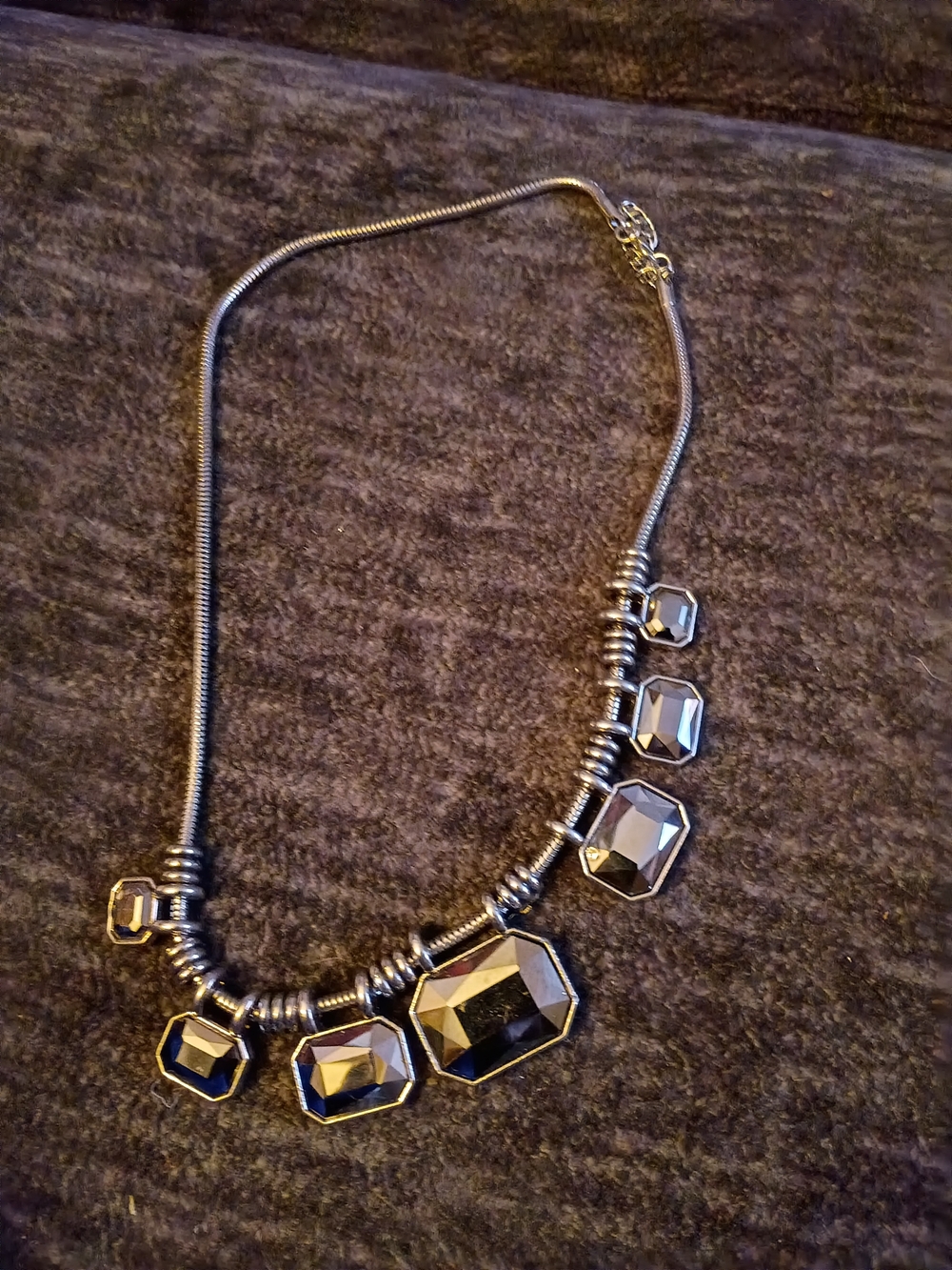 Gunmetal Faceted Statement Necklace in Grey
